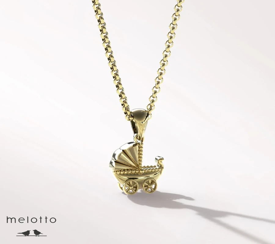 Золотая подвеска «Коляска»