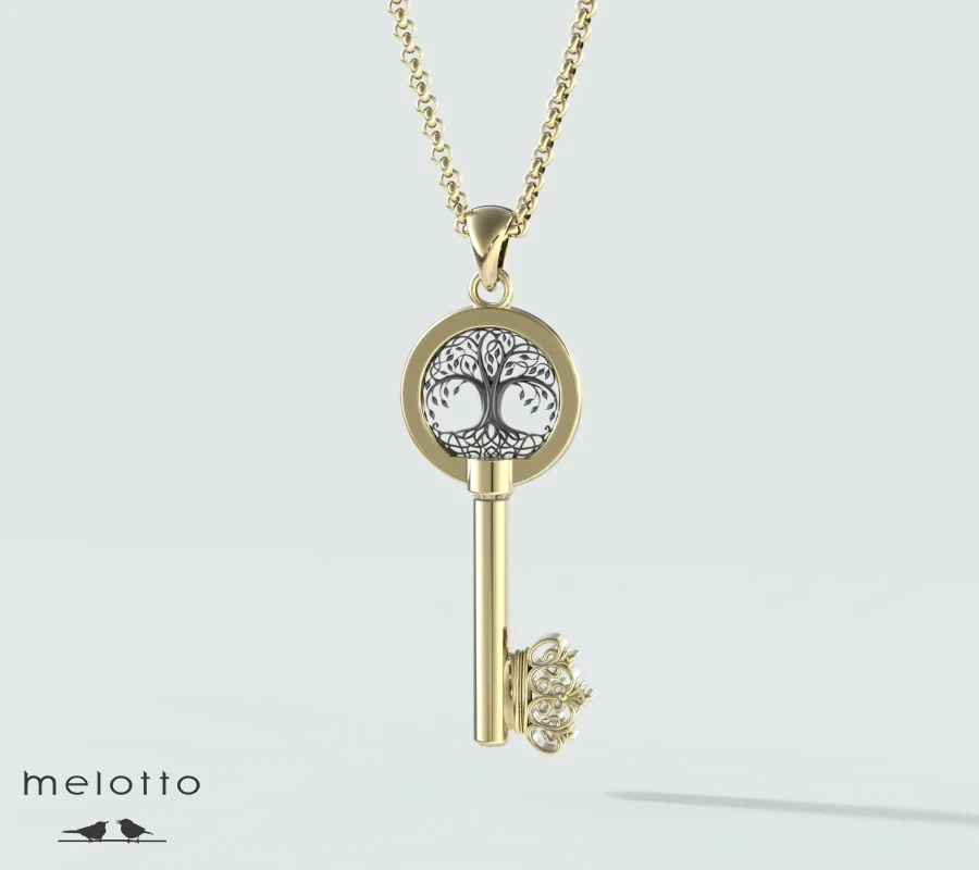 Кулон «Золотой ключик-Дерево жизни»