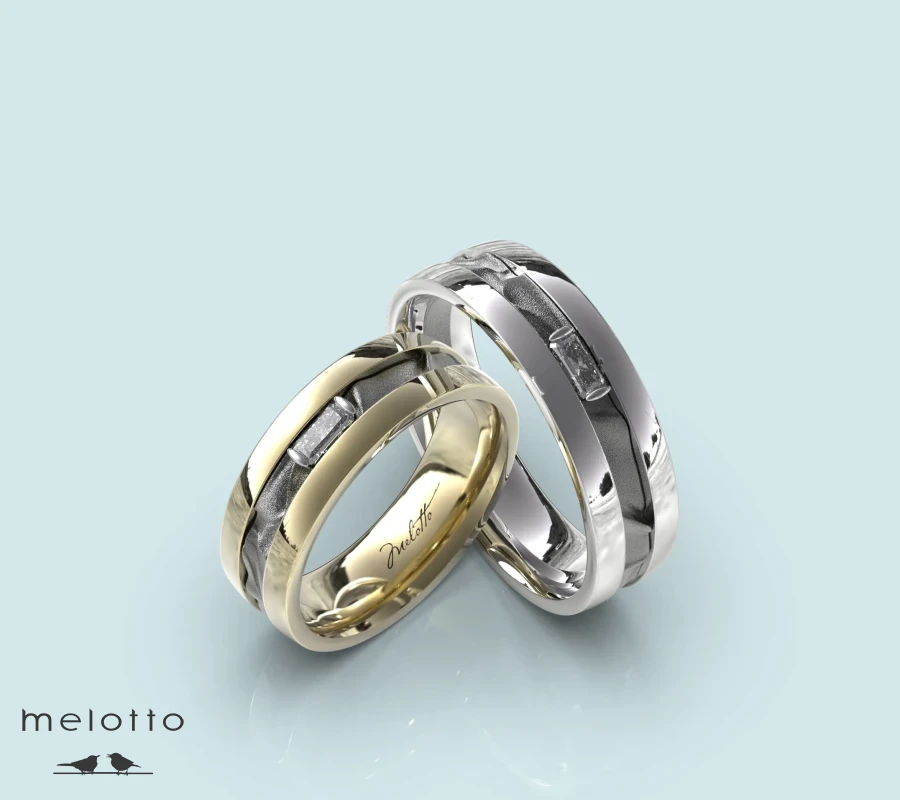 Обручальные кольца с прямоугольным бриллиантом