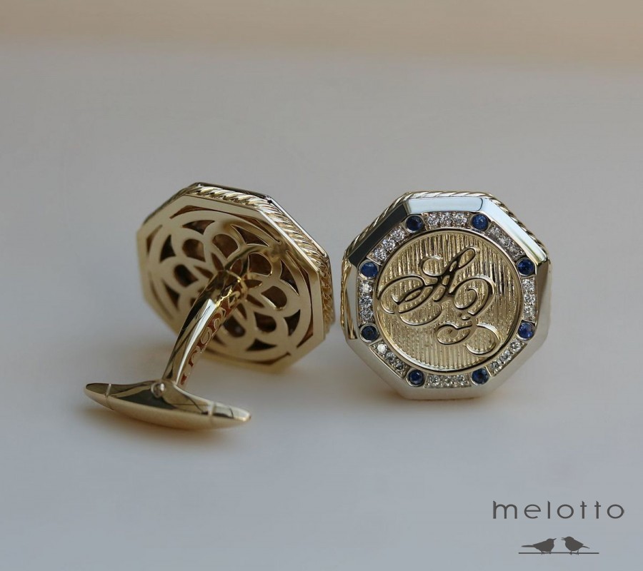 Запонки с инициалами и драгоценными камнями