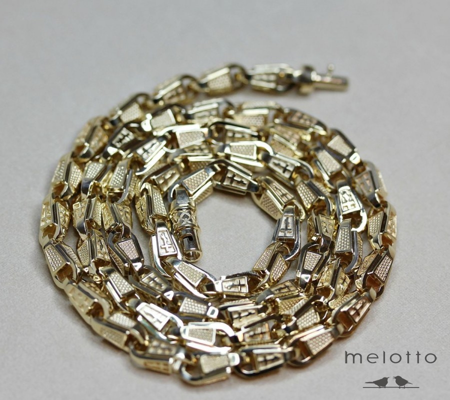 Золотая цепь эксклюзивного плетения с крестами