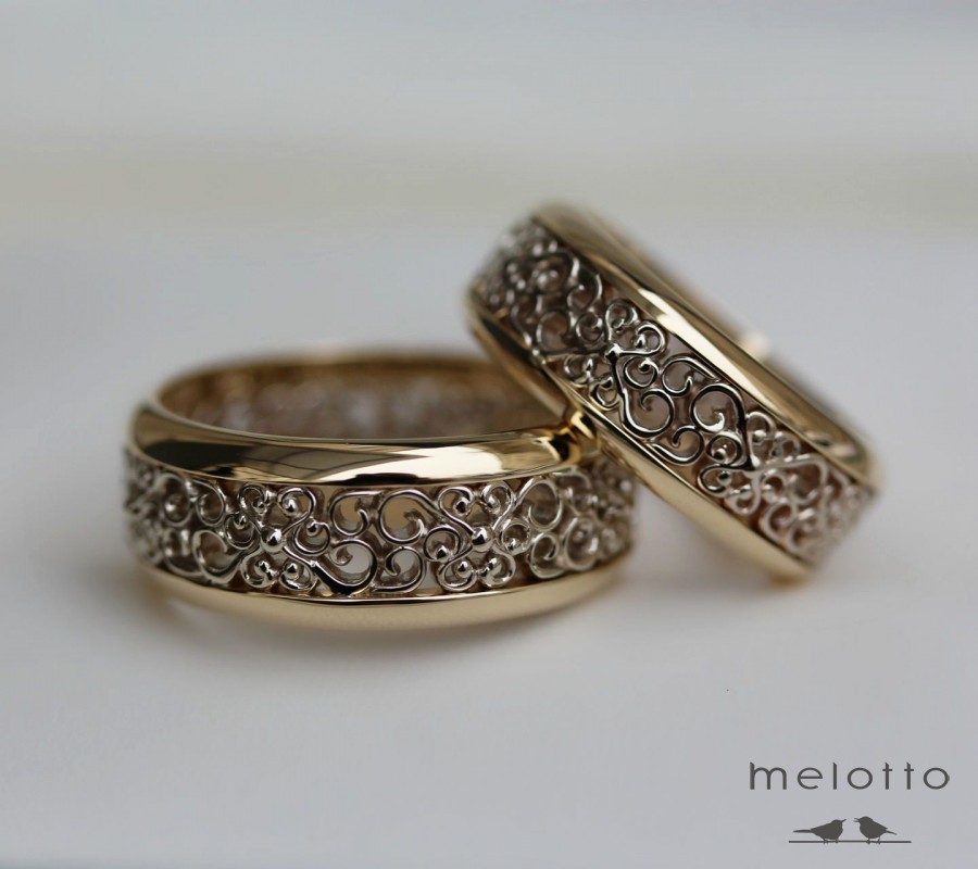 Винтажные обручальные кольца с орнаментом