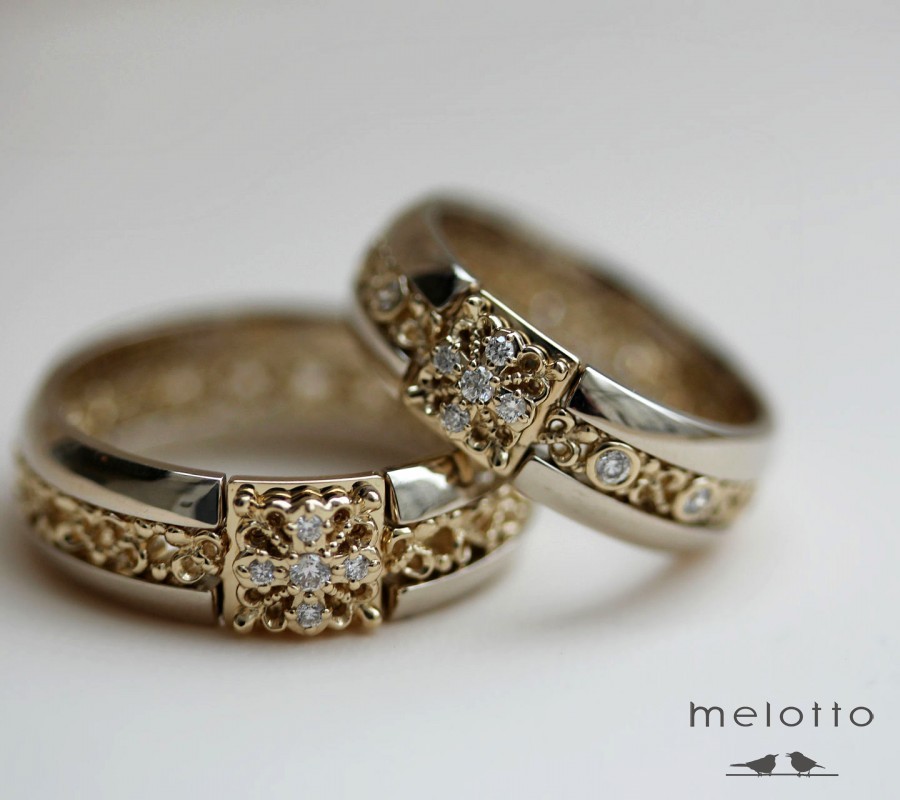 Обручальные кольца Винтаж с бриллиантами