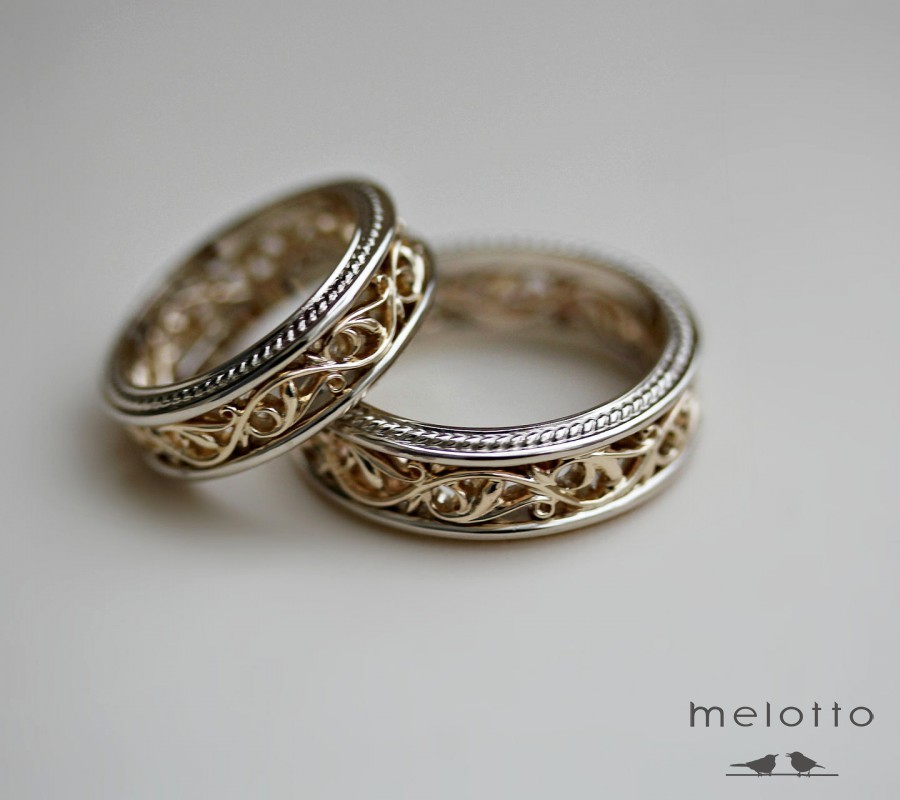 Обручальные кольца Винтаж с витым орнаментом