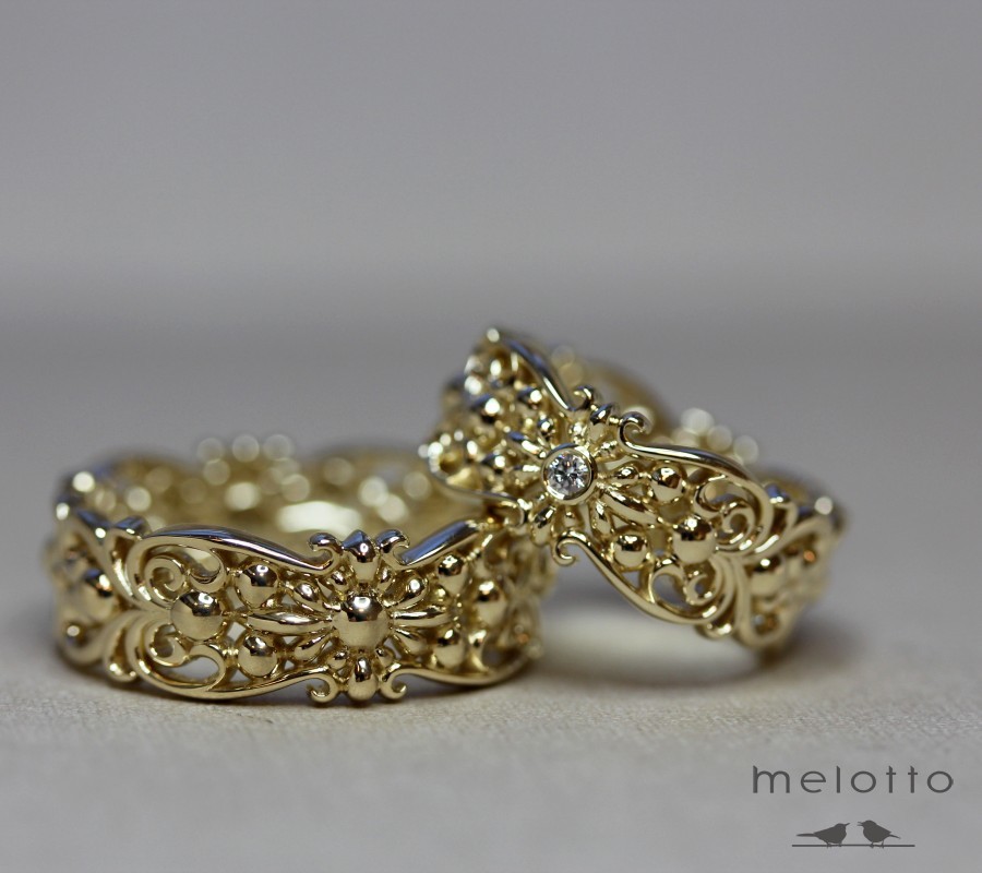 Обручальные кольца Винтаж из желтого золота