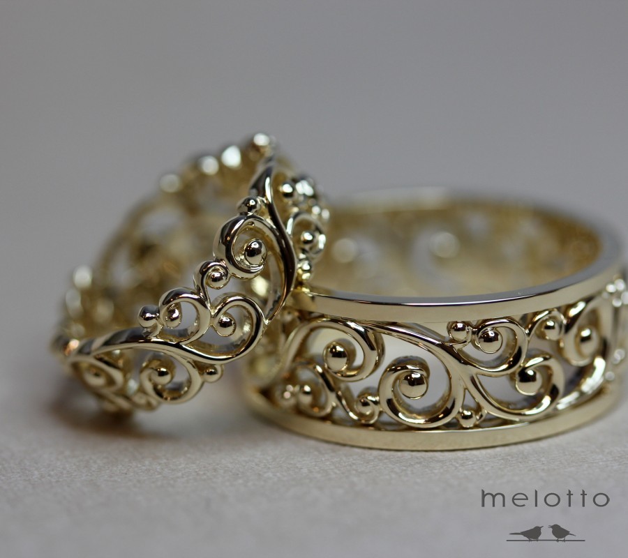 Ажурные кольца в желтом золоте