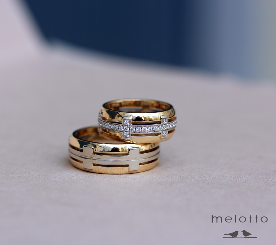 Комбинированные парные обручальные кольца