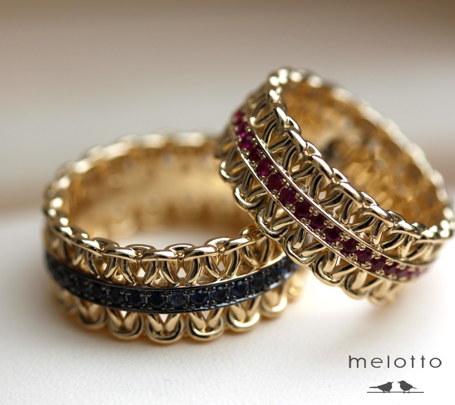 Плетеные широкие обручальные кольца