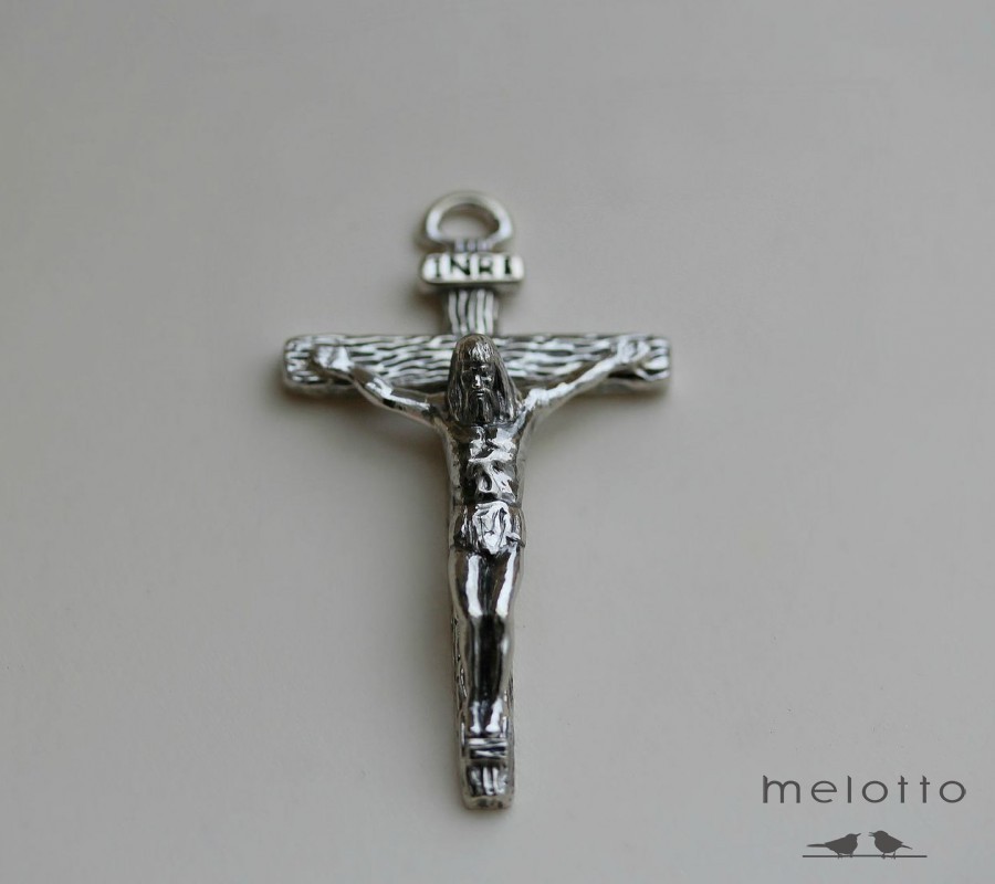 Мужской золотой крест из белого золота