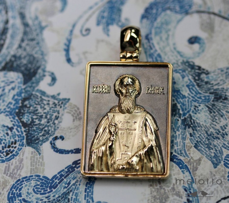 Иконка из золота с изображением Сергия Радонежского