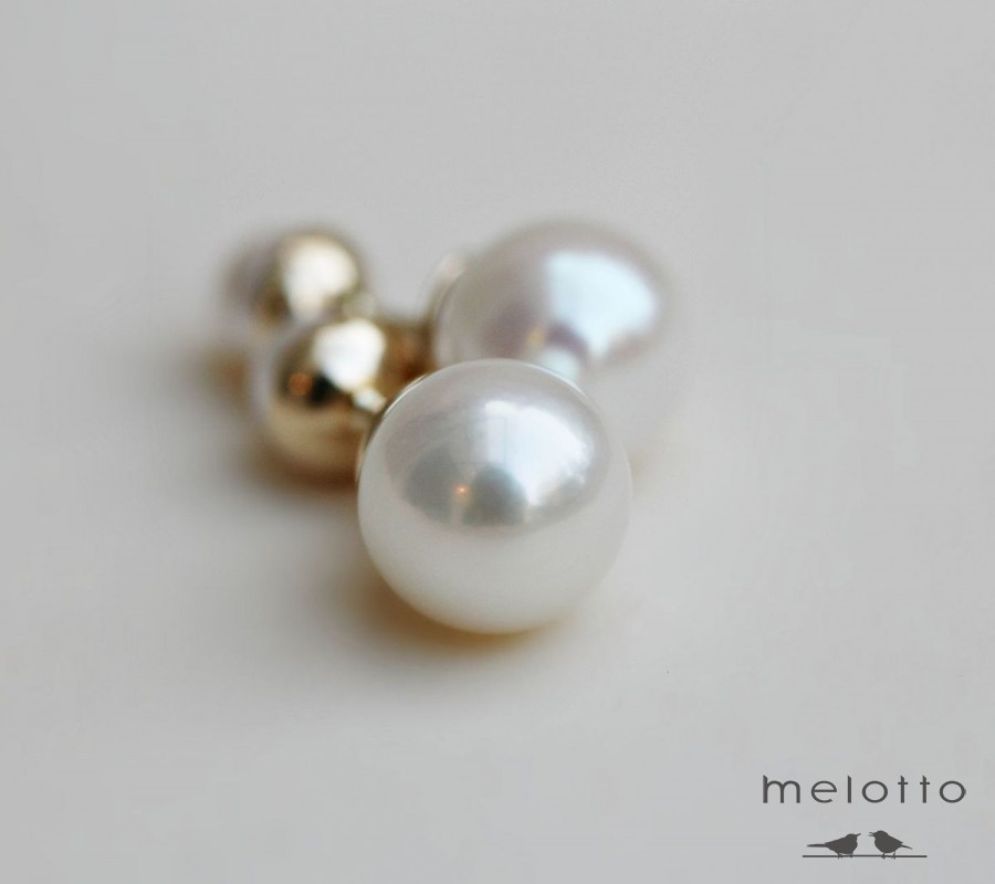 серьги из жёлтого золота с натуральным жемчугом