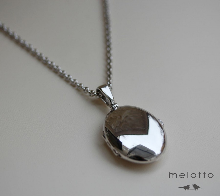 Гладкий серебряный медальон с цепью плетения Шопард